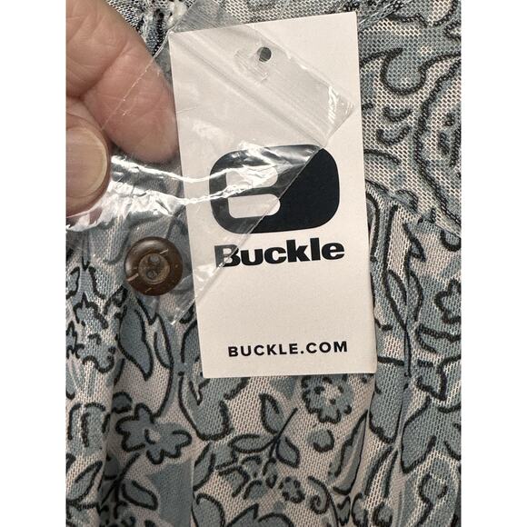 Day Trip BKE BLUE WHITE FLORAL BABYDOLL TUNIC PEASANT TOP BLOUSE Long Sleeve NWT - Picture 13 of 16